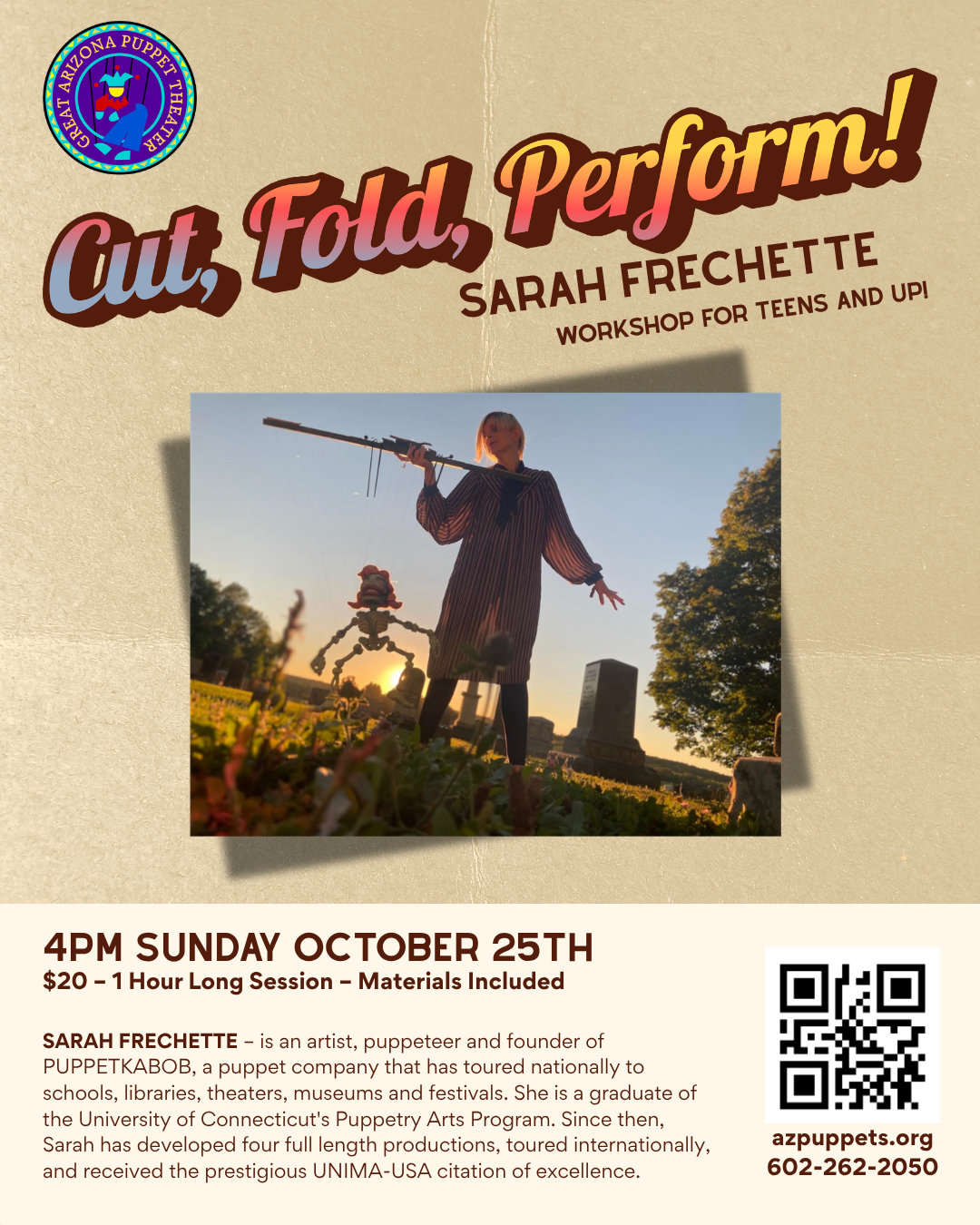 Cut, Fold, Perform! Sarah Frechette Workshop for Teens and Up!